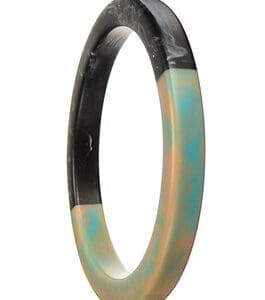 A resin bangle with an earth/green color and a marble design.