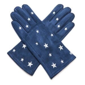 A pair of gloves featuring blue stars.