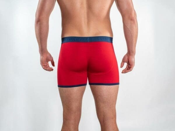 Back view, man, bamboo boxers.