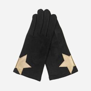 A pair of black gloves with Import placeholder for 11322 gold stars.