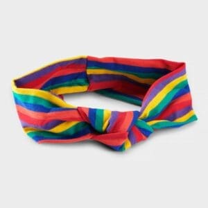 A rainbow striped headband on a white background perfect for Import placeholder for 10216.