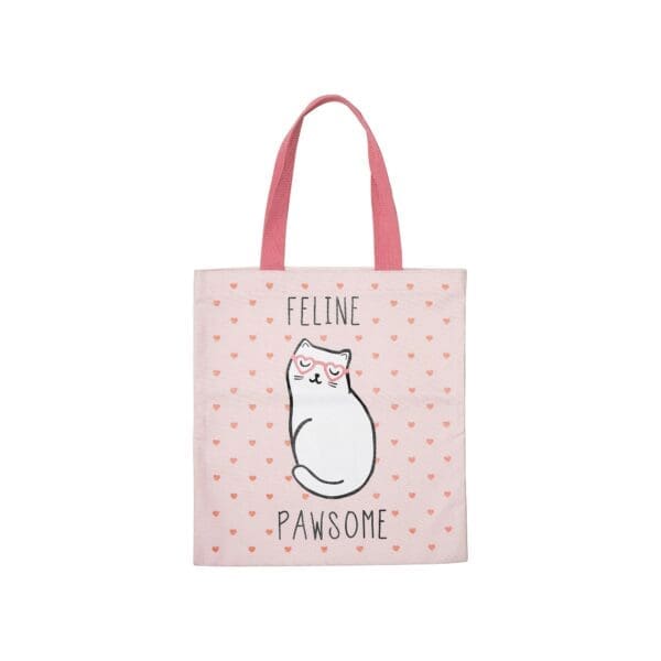 An import placeholder for 7274 pink tote bag with a cat on it.