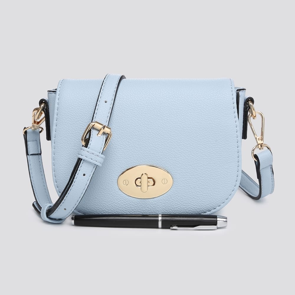 Light blue crossbody bag with gold hardware (Import placeholder for 11665)