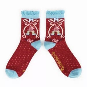 A pair of Import placeholder for 7023 socks in red and blue.