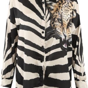 A shirt with a zebra print on it.