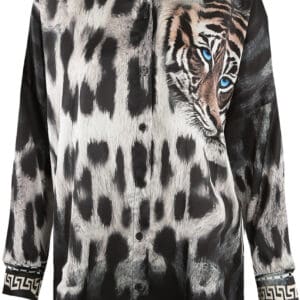 A shirt with a tiger print on it.